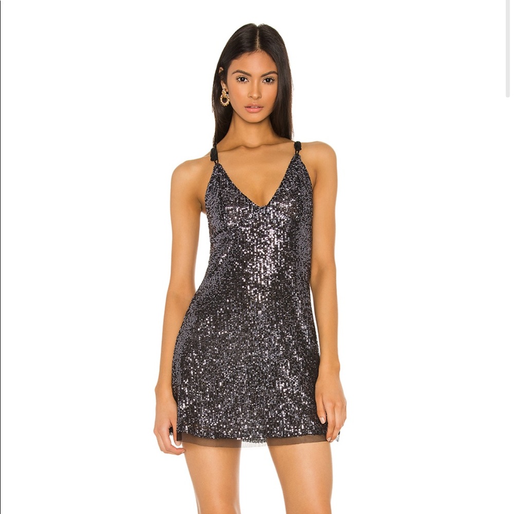 Free People Gold Rush Mini Dress in Black